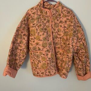 Free People Quilted Jacket - Pink and Yellow